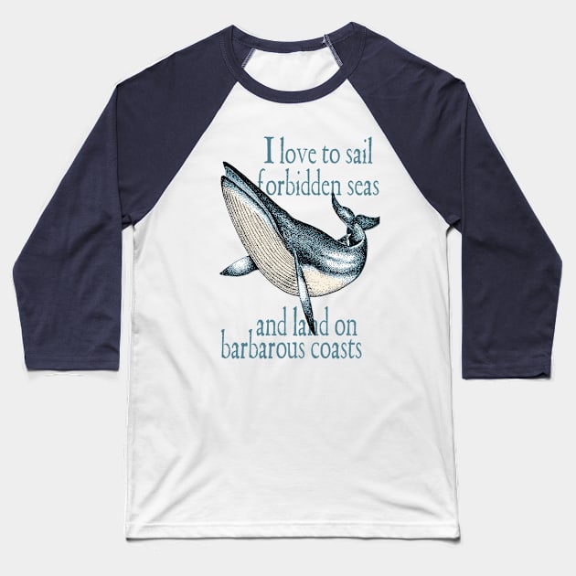 Forbidden Seas - Moby Dick / The Whale Baseball T-Shirt by The Blue Box